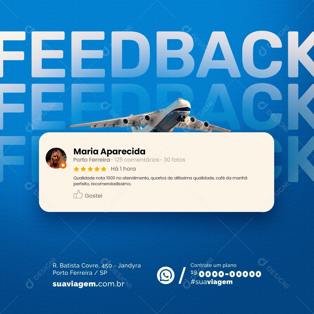 Agência de Viagens Feedback Qualidade Nota 1000 no Atendimento Social Media PSD Editável