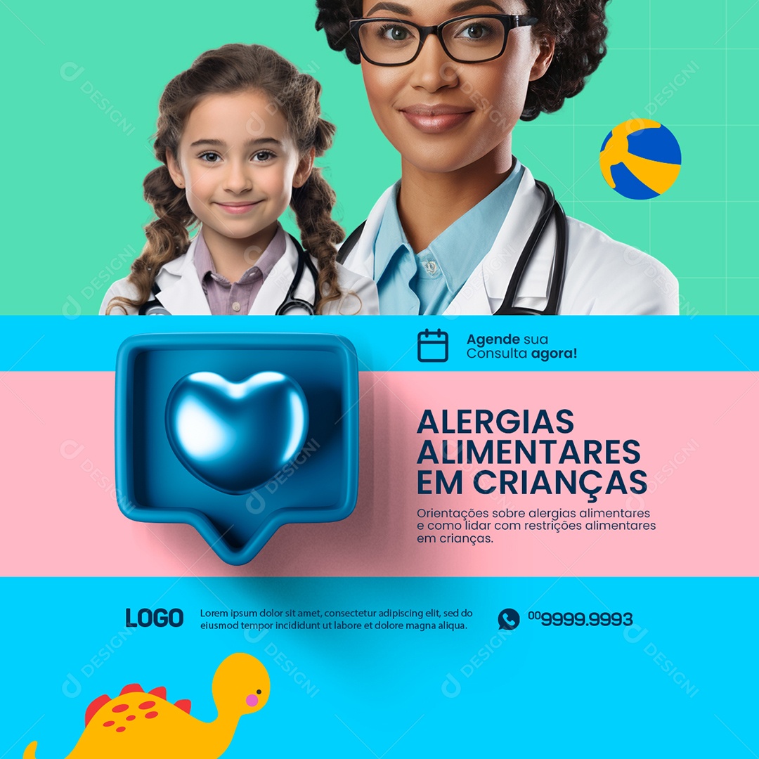 Pediatric Clinic Food Allergies in Children Schedule Your Consultation Now Editable Social Media PSD