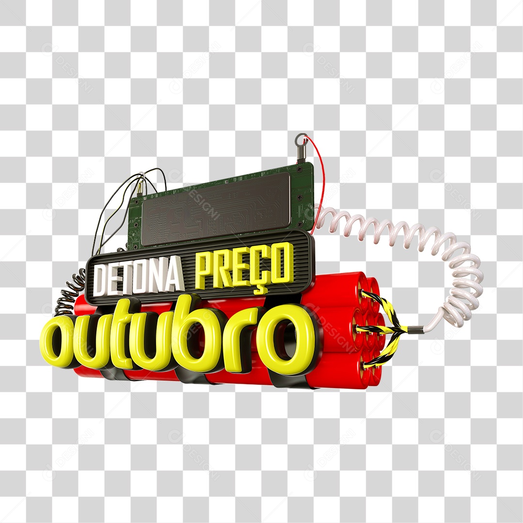 Selo 3D Detona Preço Outubro PNG Transparente