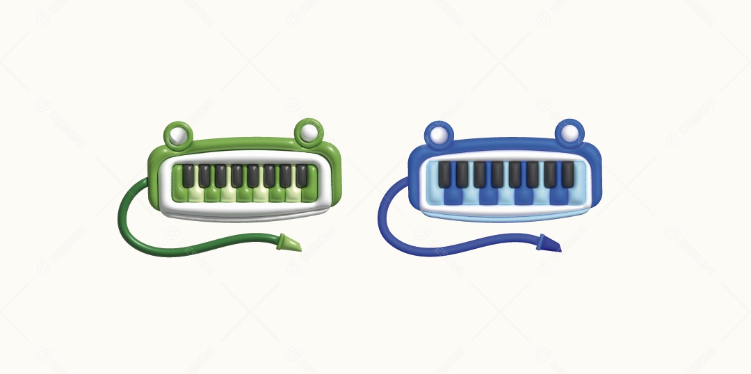 Ilustração 3d do teclado de brinquedo infantil