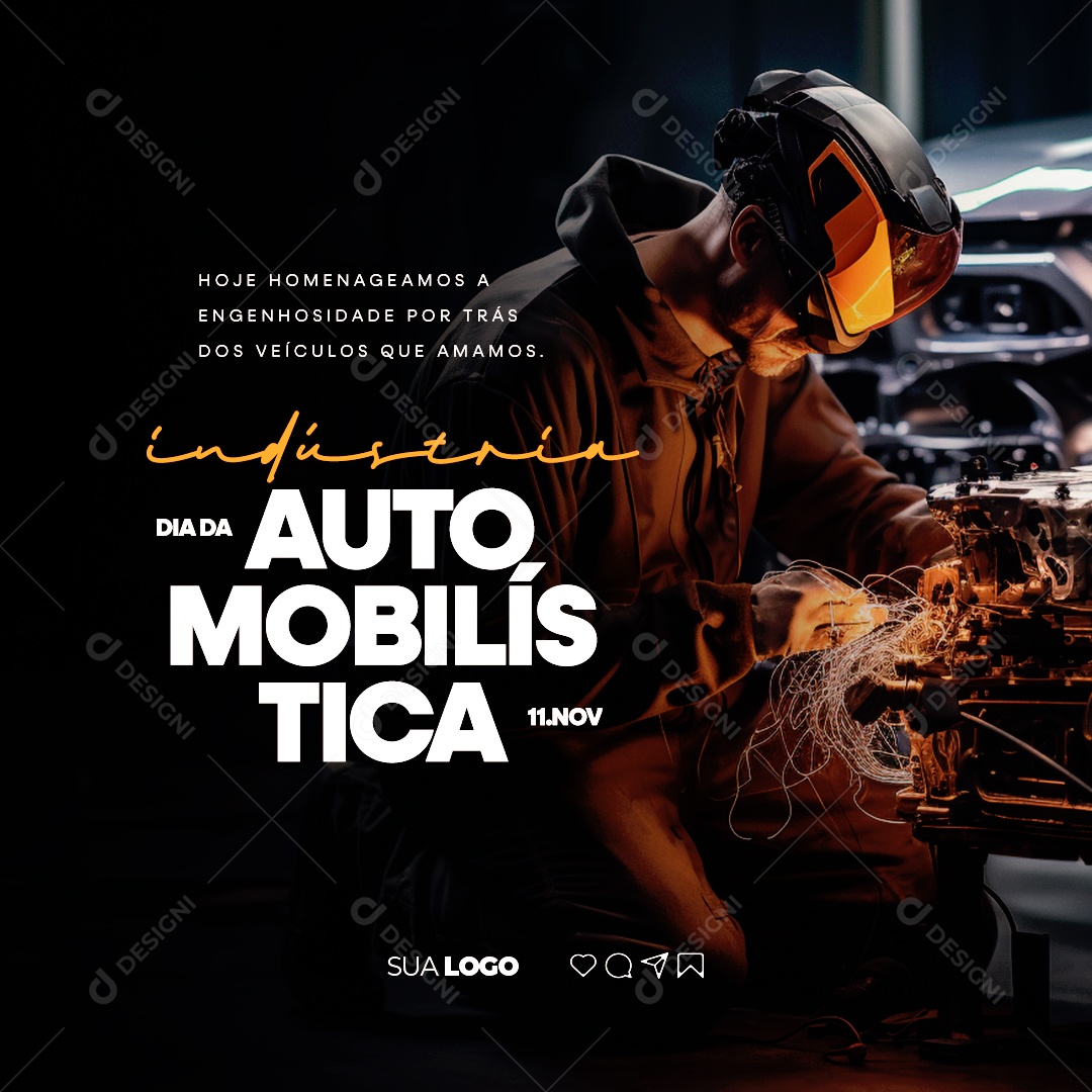 Social Media Dia Da Indústria Automobilística Hoje Homenageamos a Engenhosidade por Trás dos Veículos PSD Editável