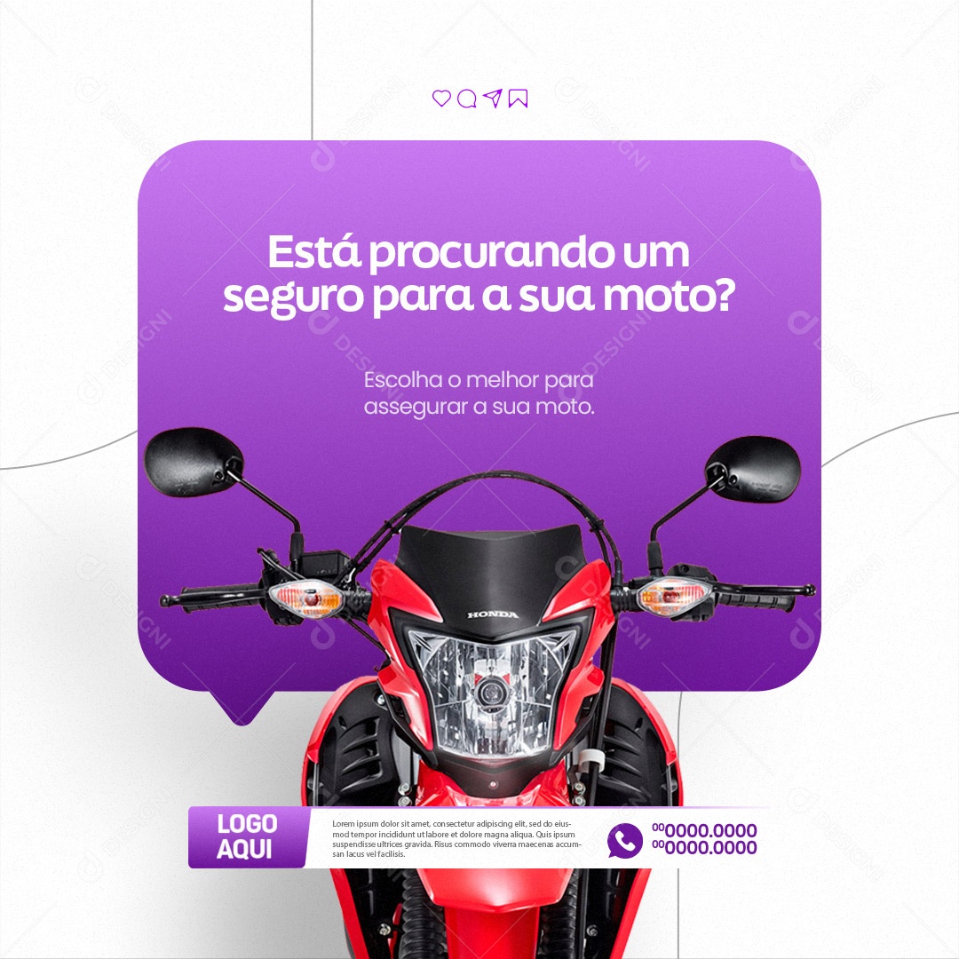 Está Procurando um Seguro para a Sua Moto Social Media PSD Editável