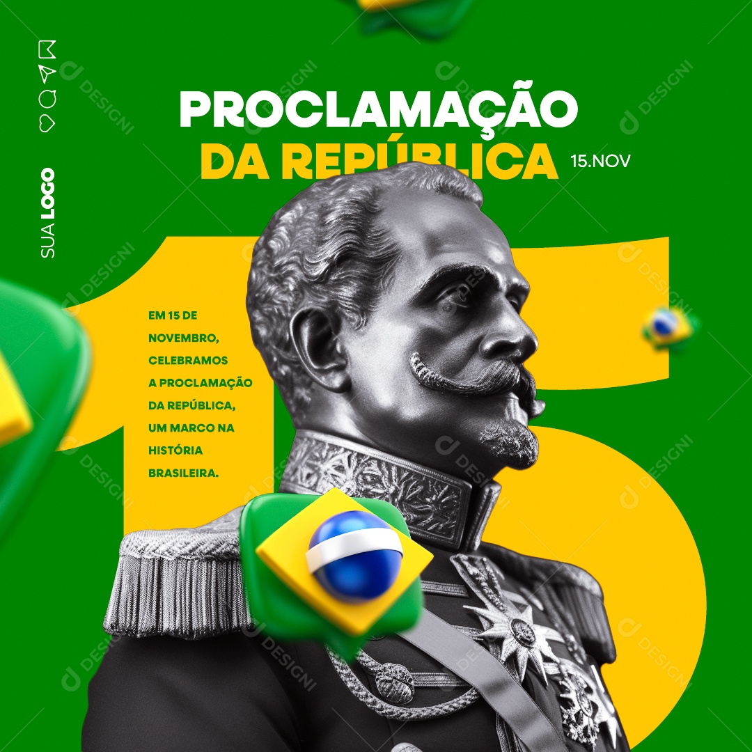 Social Media Dia da Proclamação Da República 15 de Novembro PSD Editável