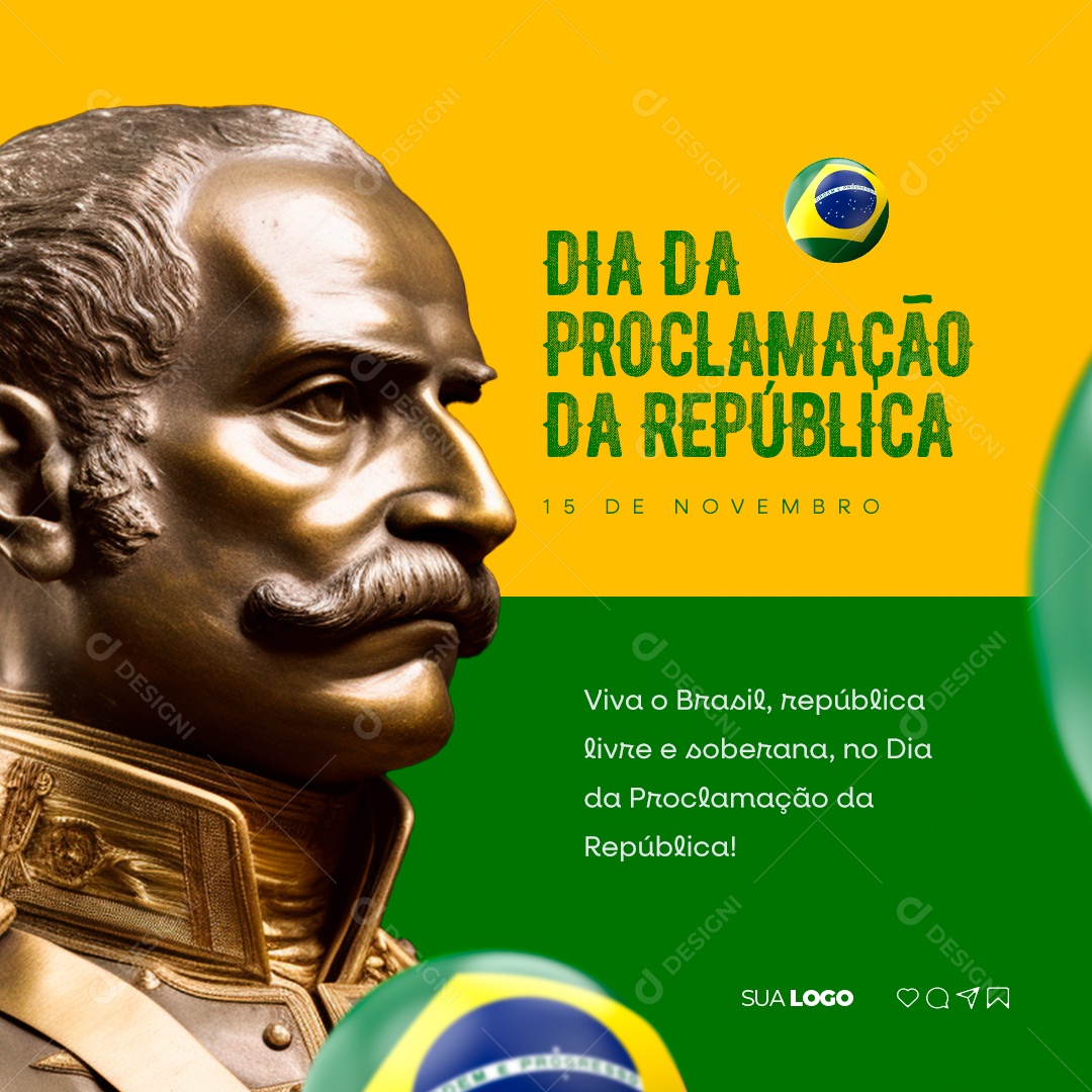 Social Media Dia da Proclamação Da República 15 de Novembro PSD Editável