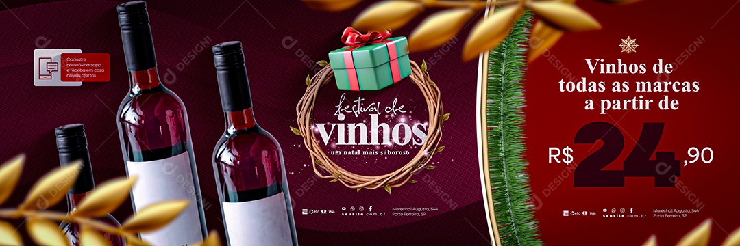 Carrossel Festival de Vinhos um Natal mais Saboroso Social Media PSD Editável