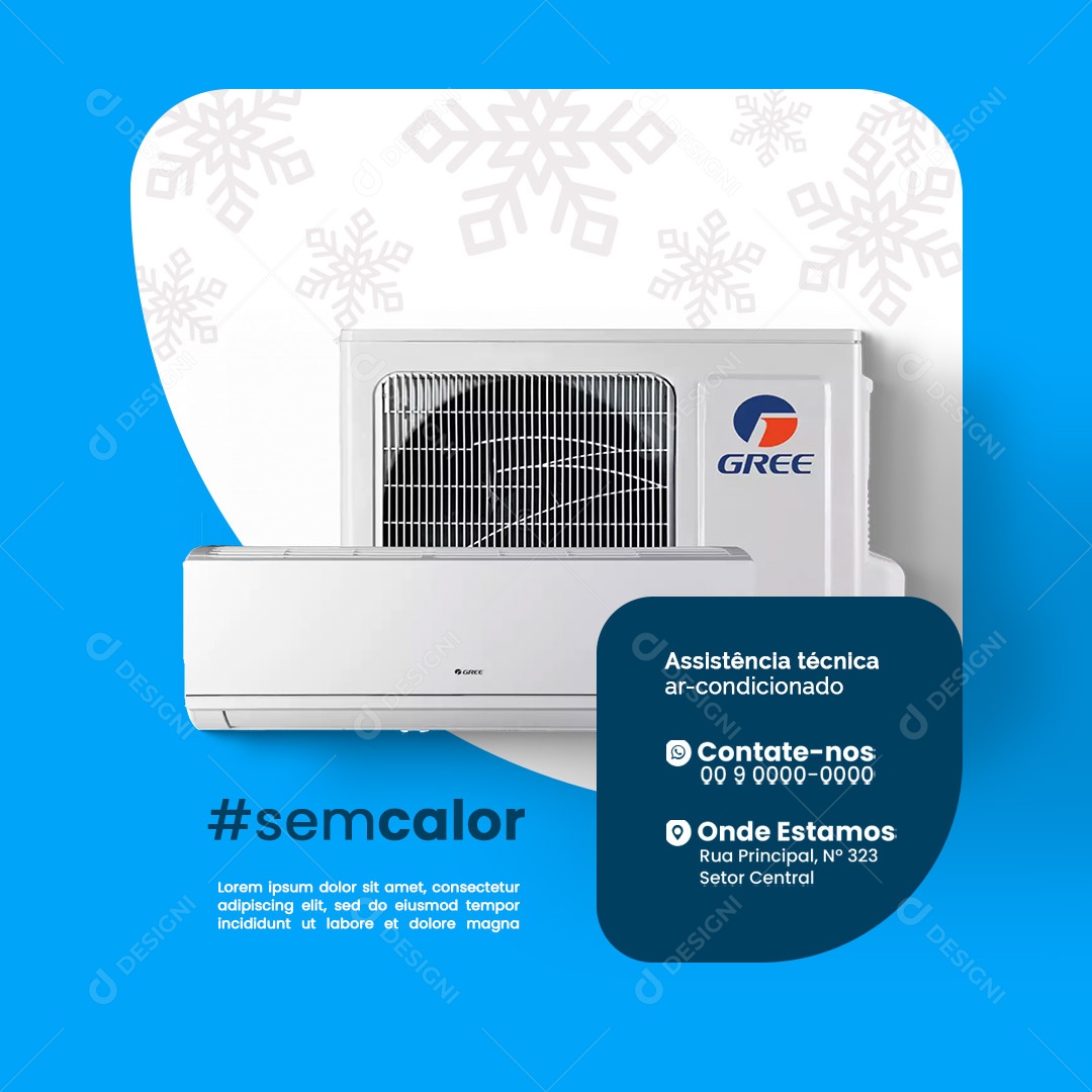 Sem Calor Contato nos Assistência Técnica de Ar Condicionado Social Media PSD Editável