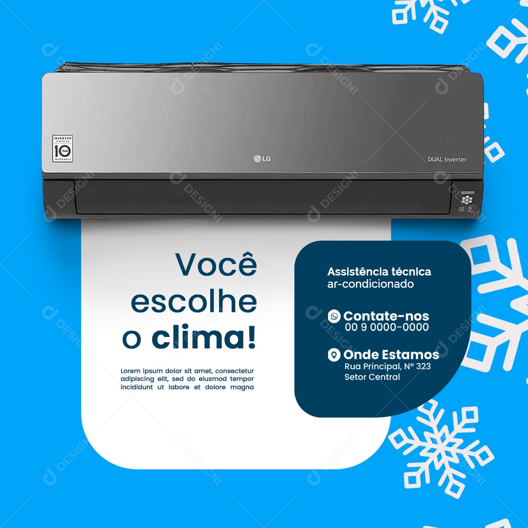 Você Escolhe o Clima Assistência Técnica de Ar Condicionado Social Media PSD Editável