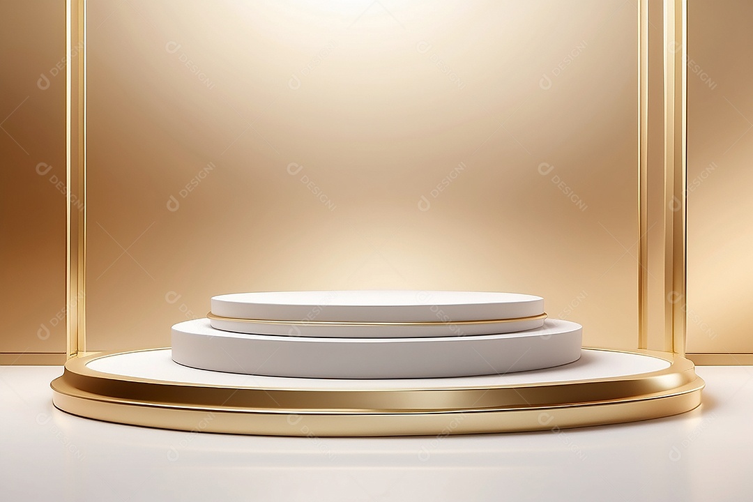 White Gold Gradients Podium Background