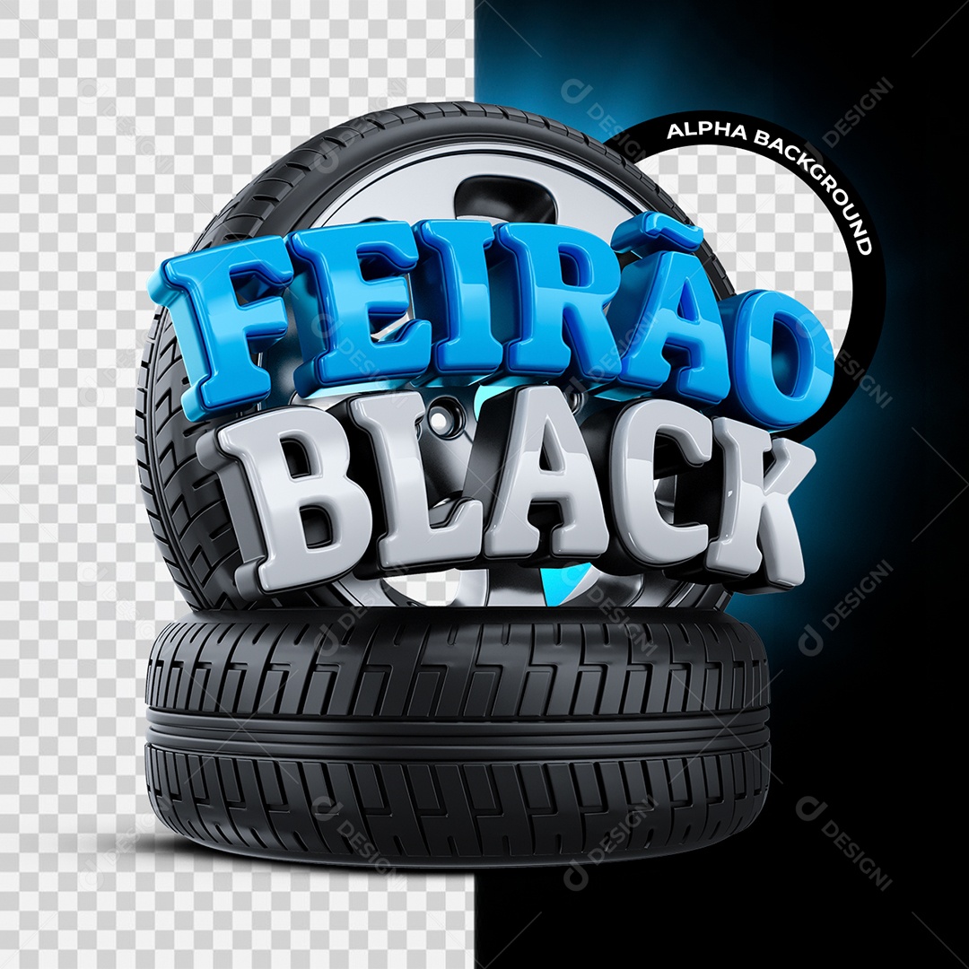 Feirão Black Selo 3D Azul e Cinza para Composição PSD