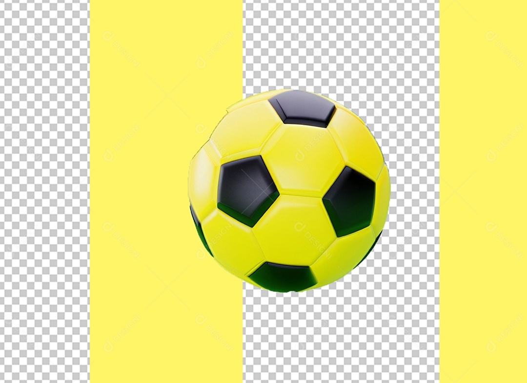 Bola de Futebol Amarela e Preta Elemento 3D para Composição PSD [download]  - Designi