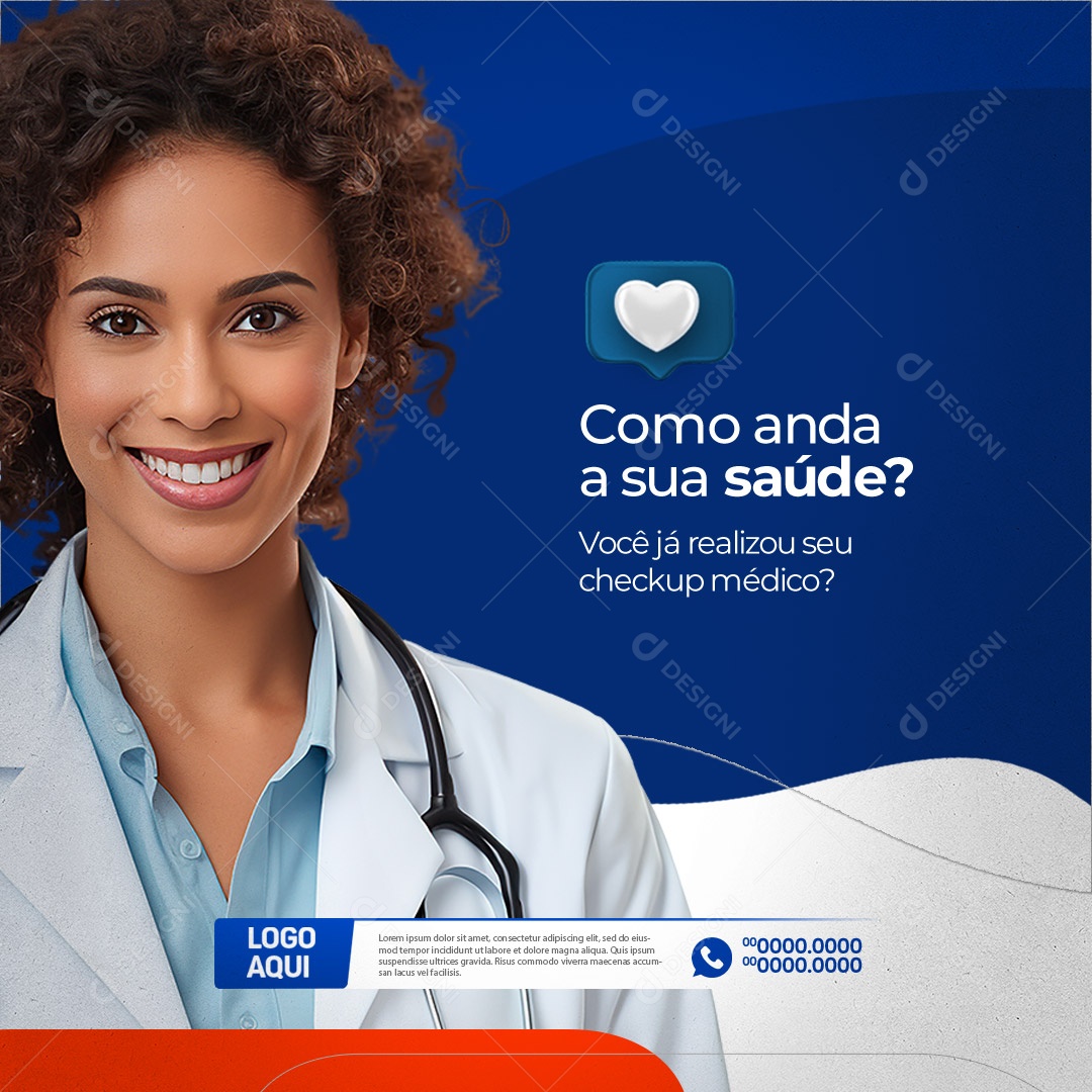 Clínica Médica Como Anda a sua Saúde Você Já Realizou seu Checkup Médico Social Media PSD Editável