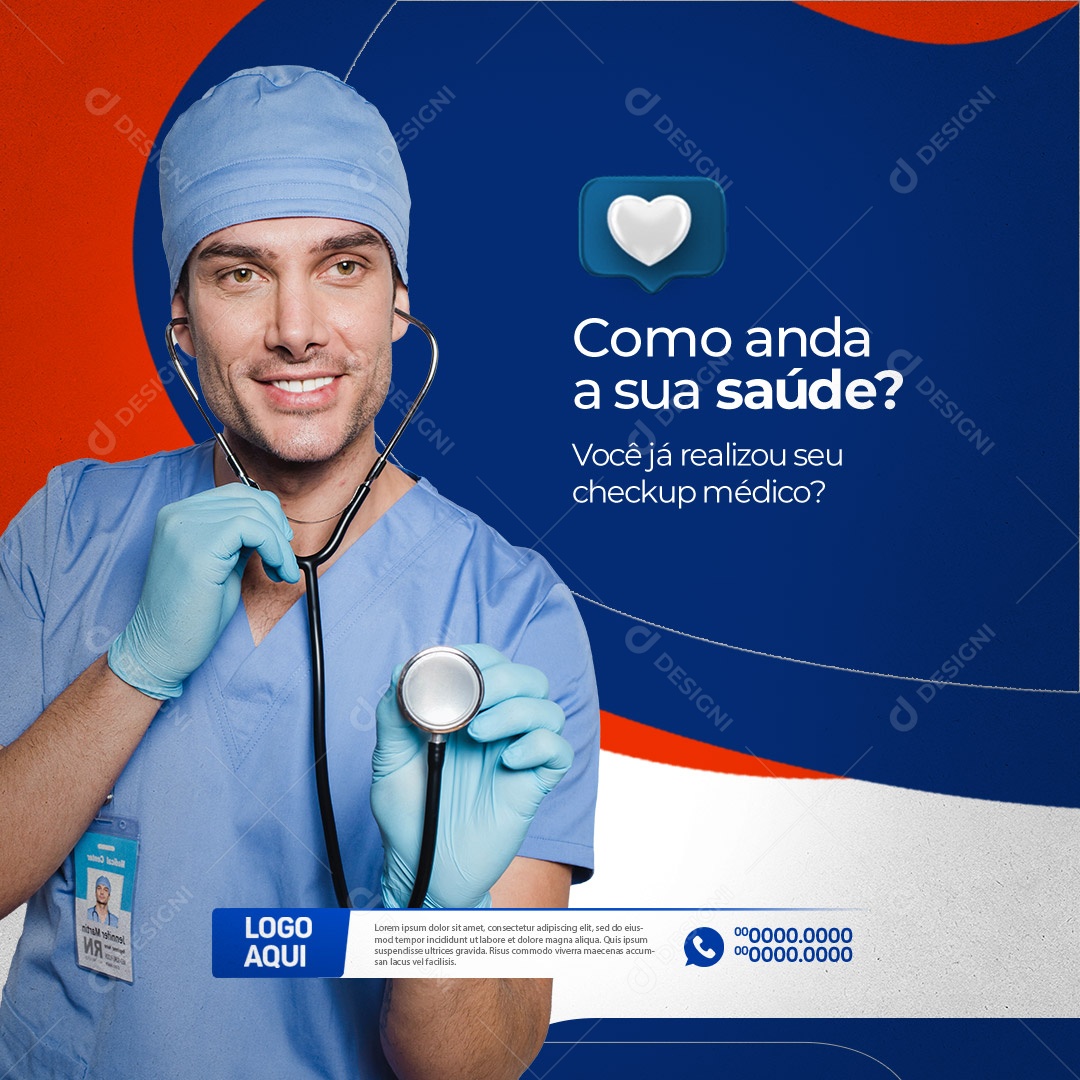 Clínica Médica Como Anda a sua Saúde Social Media PSD Editável