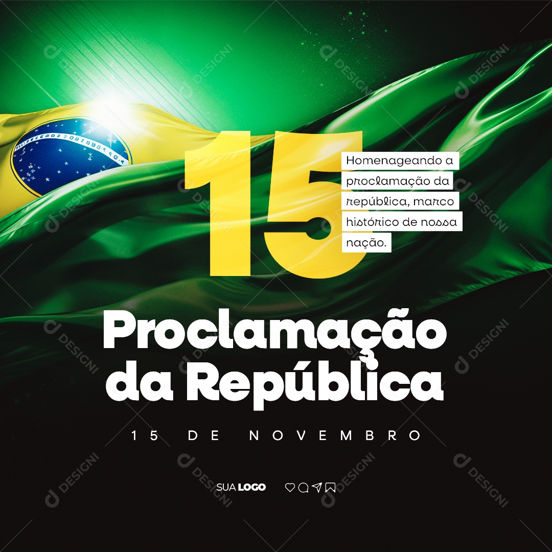 Social Media Dia da Proclamação Da República 15 de Novembro PSD Editável