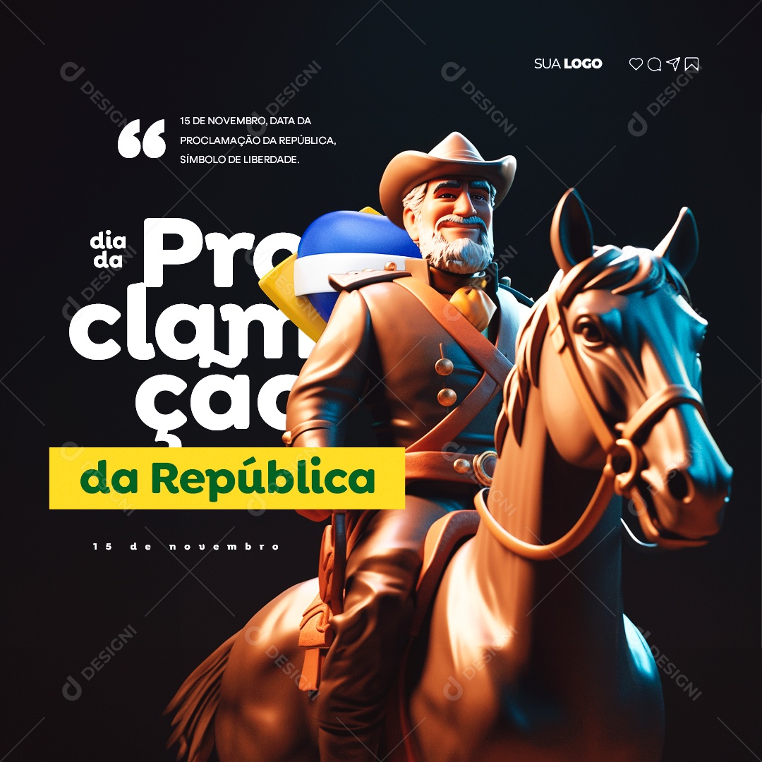 Dia da Proclamação da República 15 de Novembro Social Media PSD Editável