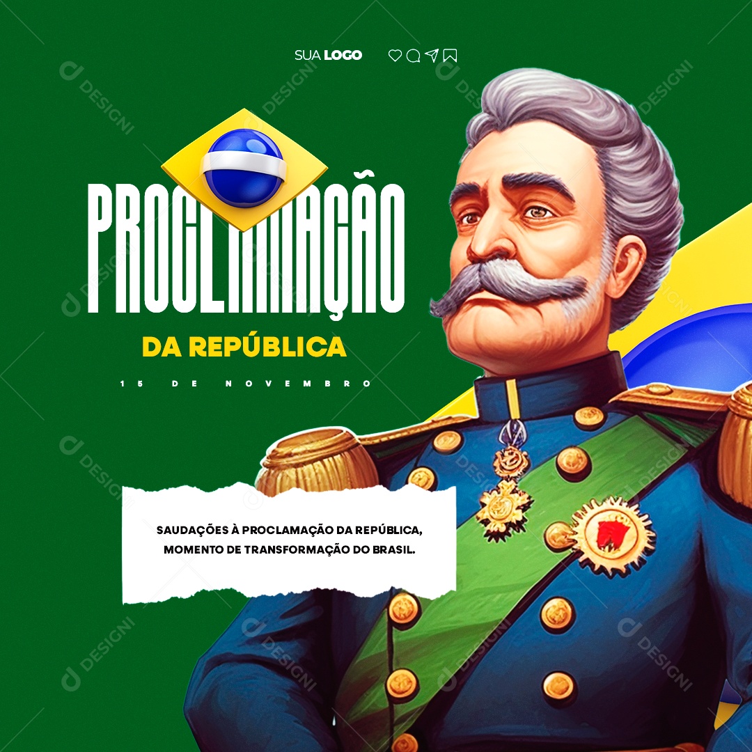 Social Media Dia da Proclamação Da República 15 de Novembro PSD Editável