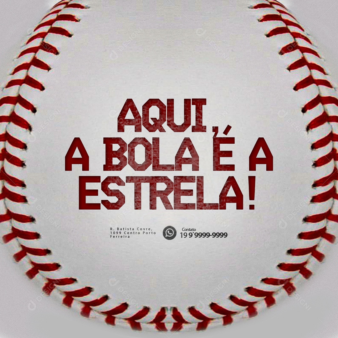 Basebol Aqui a Bola é a Estrela Social Media PSD Editável