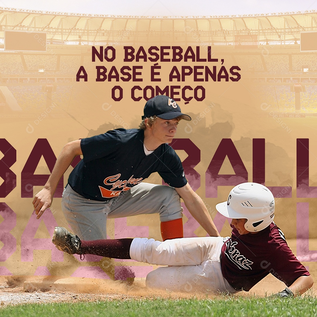 Basebol No Baseball a Base é Apenas o Começo Jogadores Social Media PSD Editável