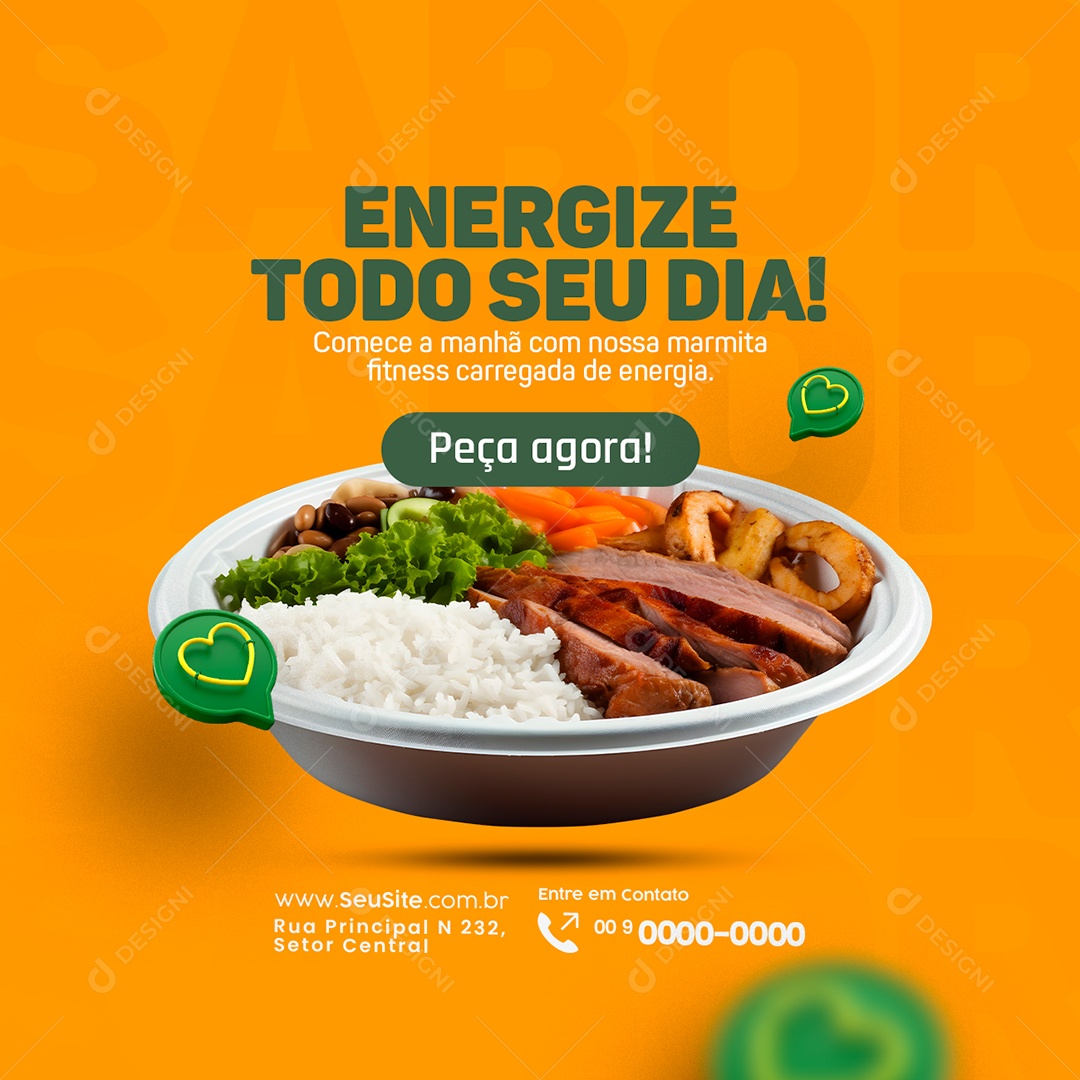 Marmitaria Restaurante Energize Todo seu Dia Come a Manhã com nossa Marmita Peça Agora Social Media PSD Editável