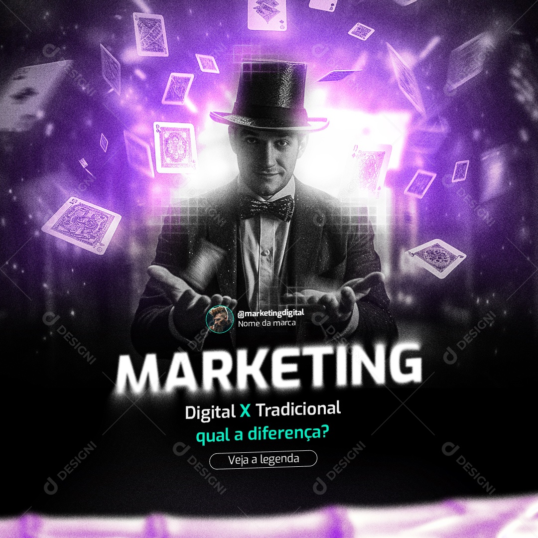 Marketing Digital x Tradicional Qual a Diferença Veja a Legenda Social Media PSD Editável