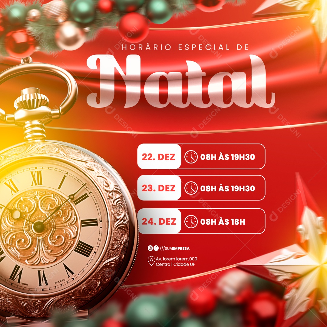 Social Media Horário Especial De Natal PSD Editável [download] - Designi