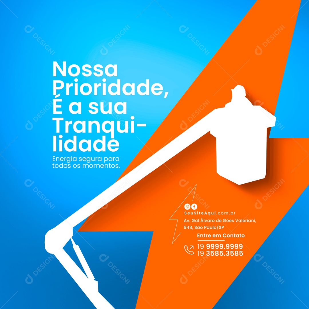 Provadora de Energia Nossa Prioridade é a sua Tranquilidade Social Media PSD Editável