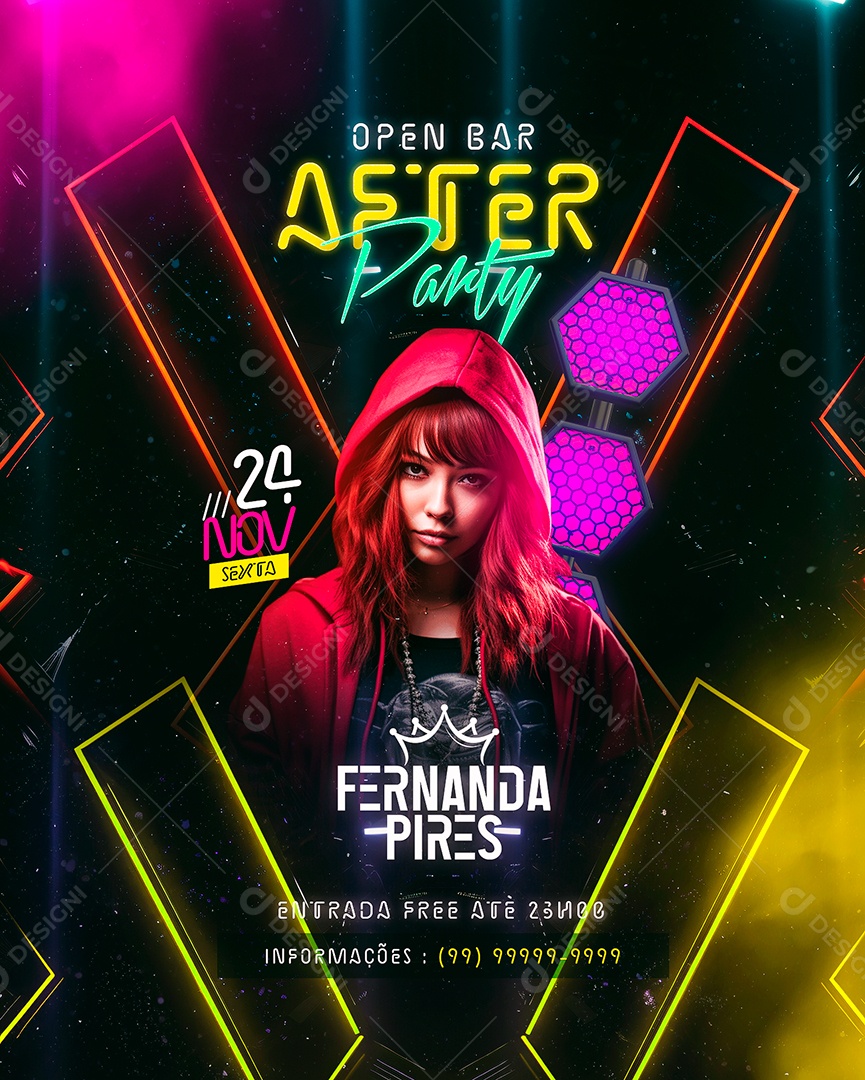 Flyer Open Bar After Party Fernanda Pires Social Media PSD Editável