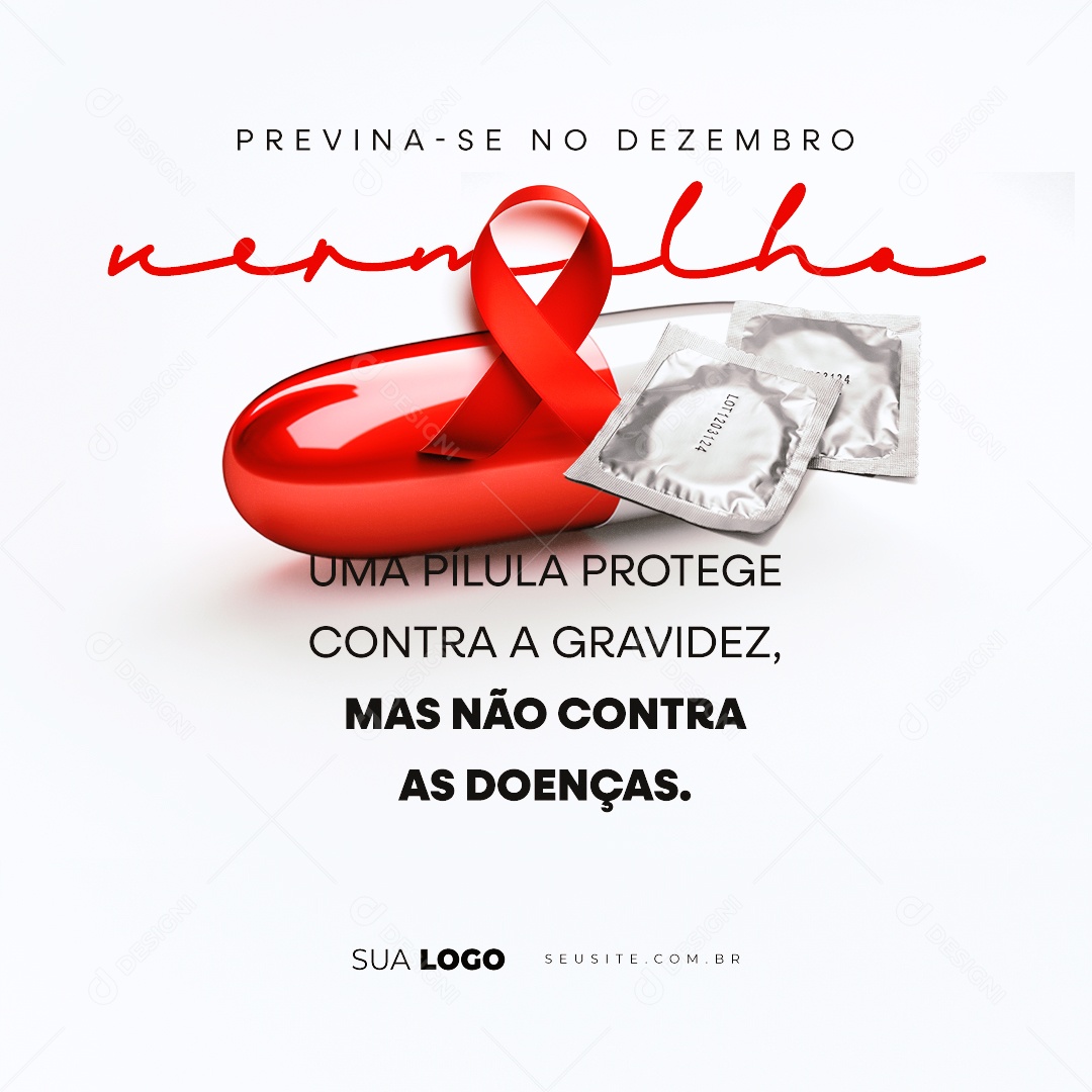 Red December: A Pill Protects Against Pregnancy But Not Against Diseases | Editable Social Media PSD