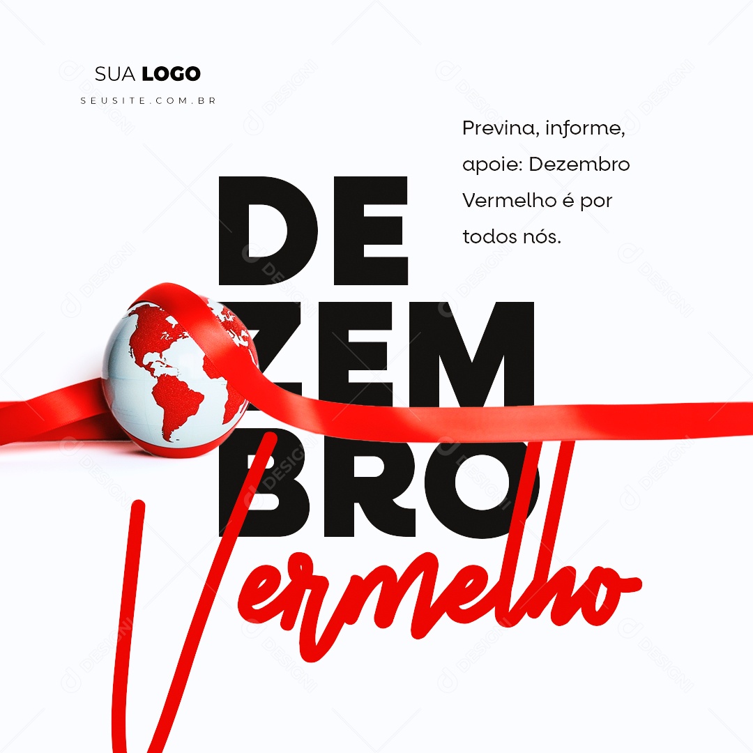 Dezembro Vermelho Previna Informe Apoie é por Todos nós Social Media PSD Editável