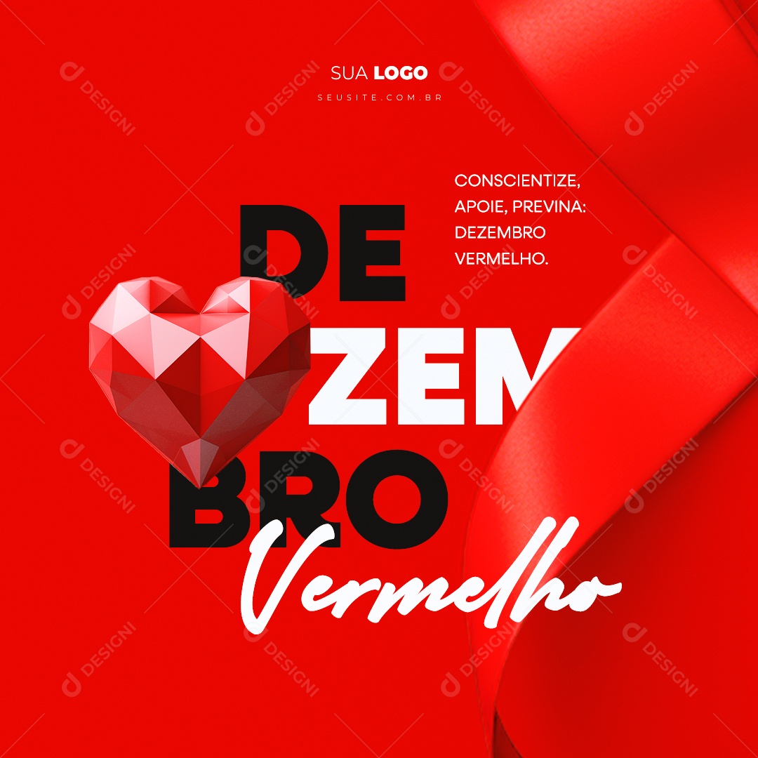 Dezembro Vermelho Conscientize Apoie Previna Social Media PSD Editável