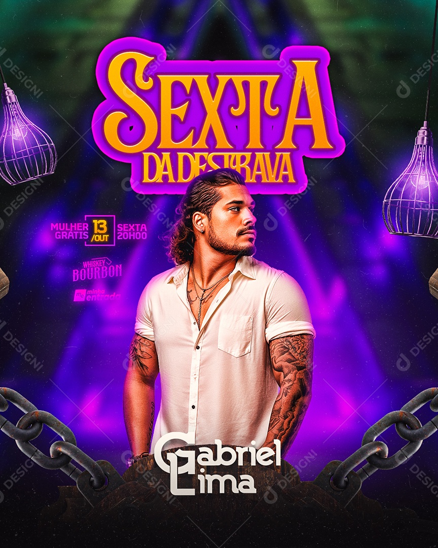 Flyer Gabriel Lima Sexta Da Destrava Social Media PSD Editável