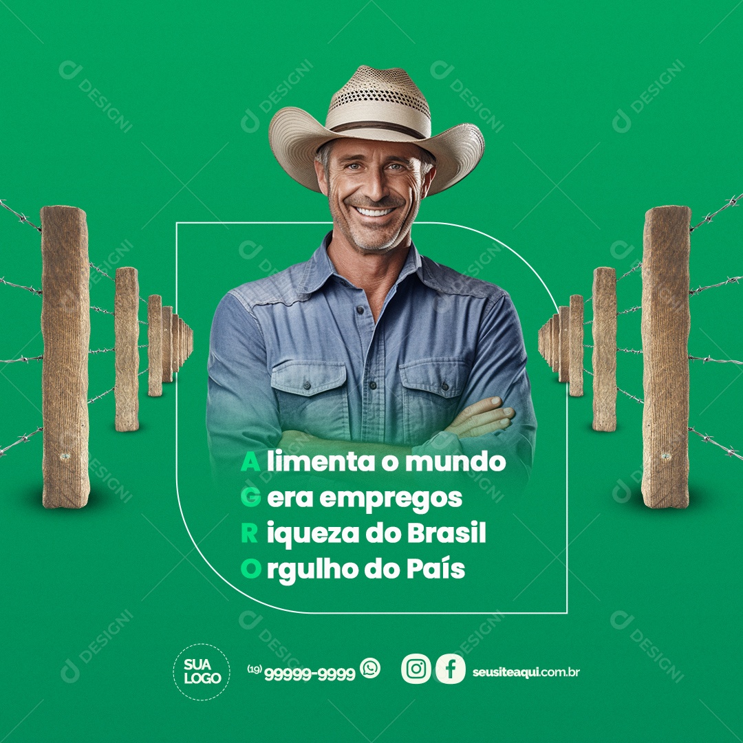 Agropecuária Alimenta o Mundo Gera Empregos Riqueza do Brasil Orgulho do País Social Media PSD Editável