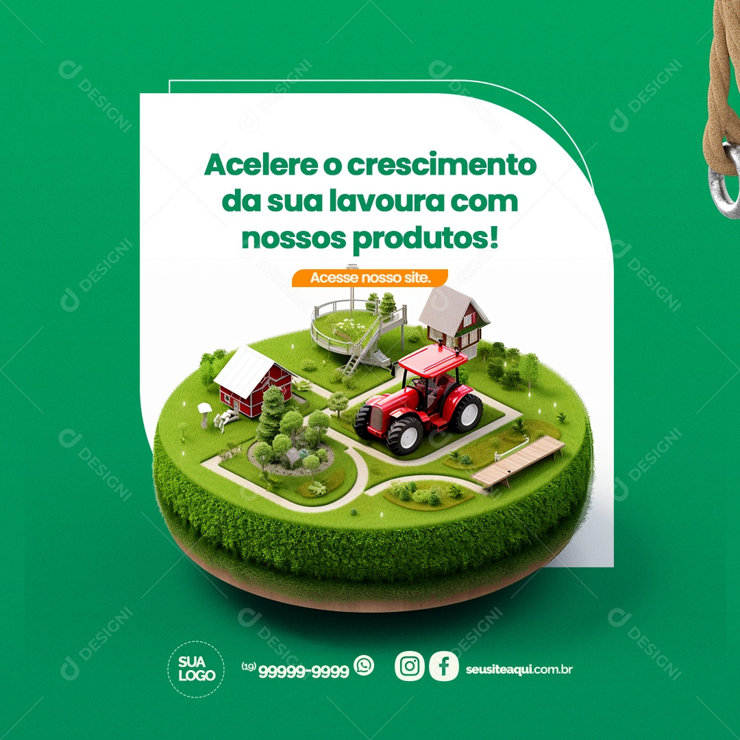 Agropecuária Acelere o Crescimento da sua Lavoura com nossos Produtos Social Media PSD Editável