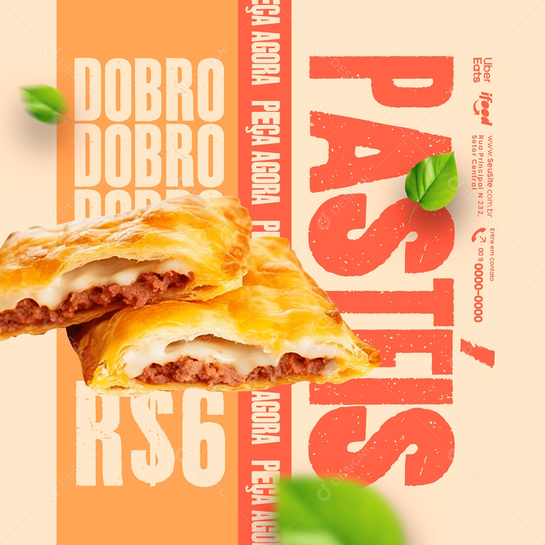 Salgateria Dobro Peça Agora Pastéis Social Media PSD Editável