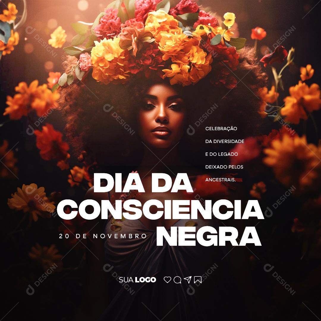 Dia da Consciência Negra Celebração da Diversidade e do Legado Deixado pelos Ancestrais Social Media PSD Editável