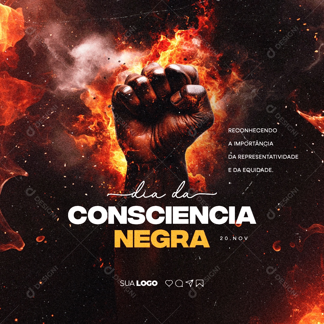 Dia da Consciência Negra 20 de Novembro Social Media PSD Editável