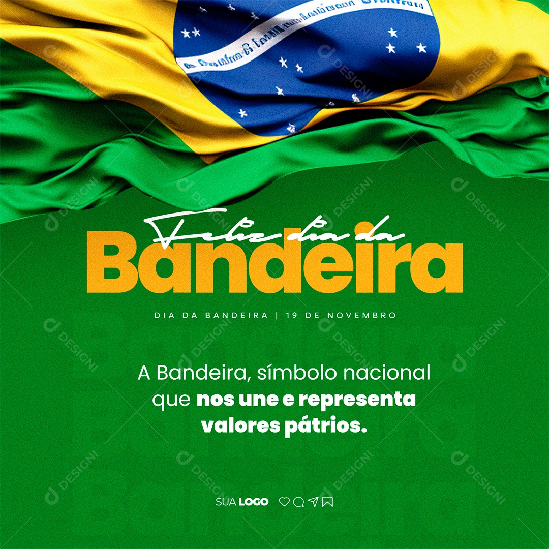 Dia Da Bandeira Brasil 19 de Novembro Social Media PSD Editável