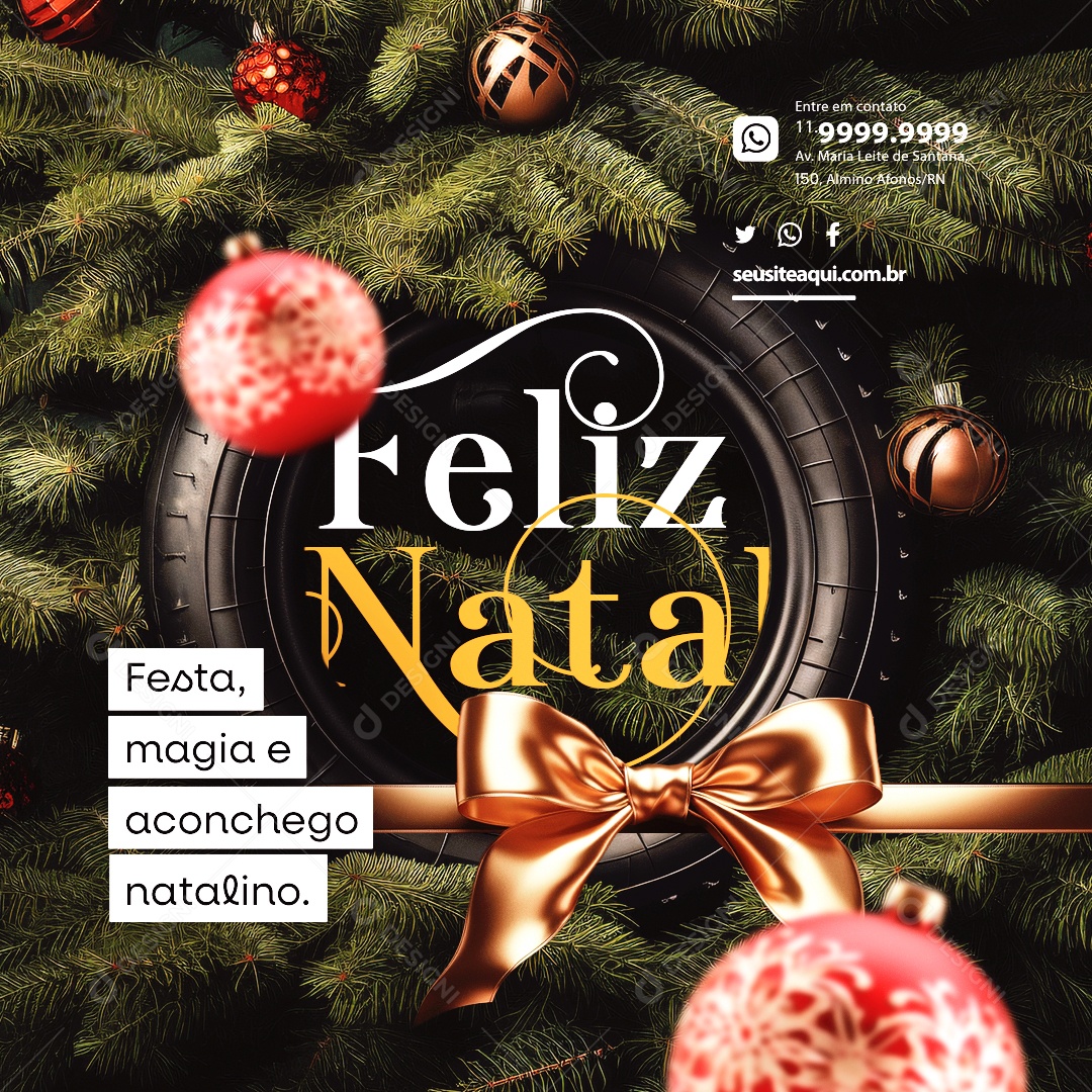 Feliz Natal 25 de Dezembro Borracharia Social Media PSD Editável