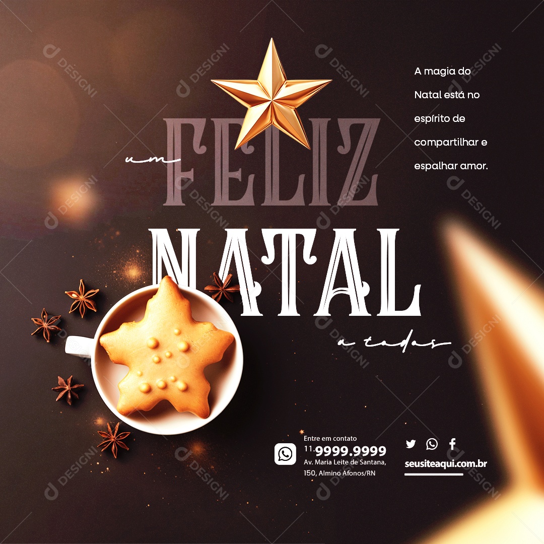 Feliz Natal 25 de Dezembro Cafeteria Social Media PSD Editável