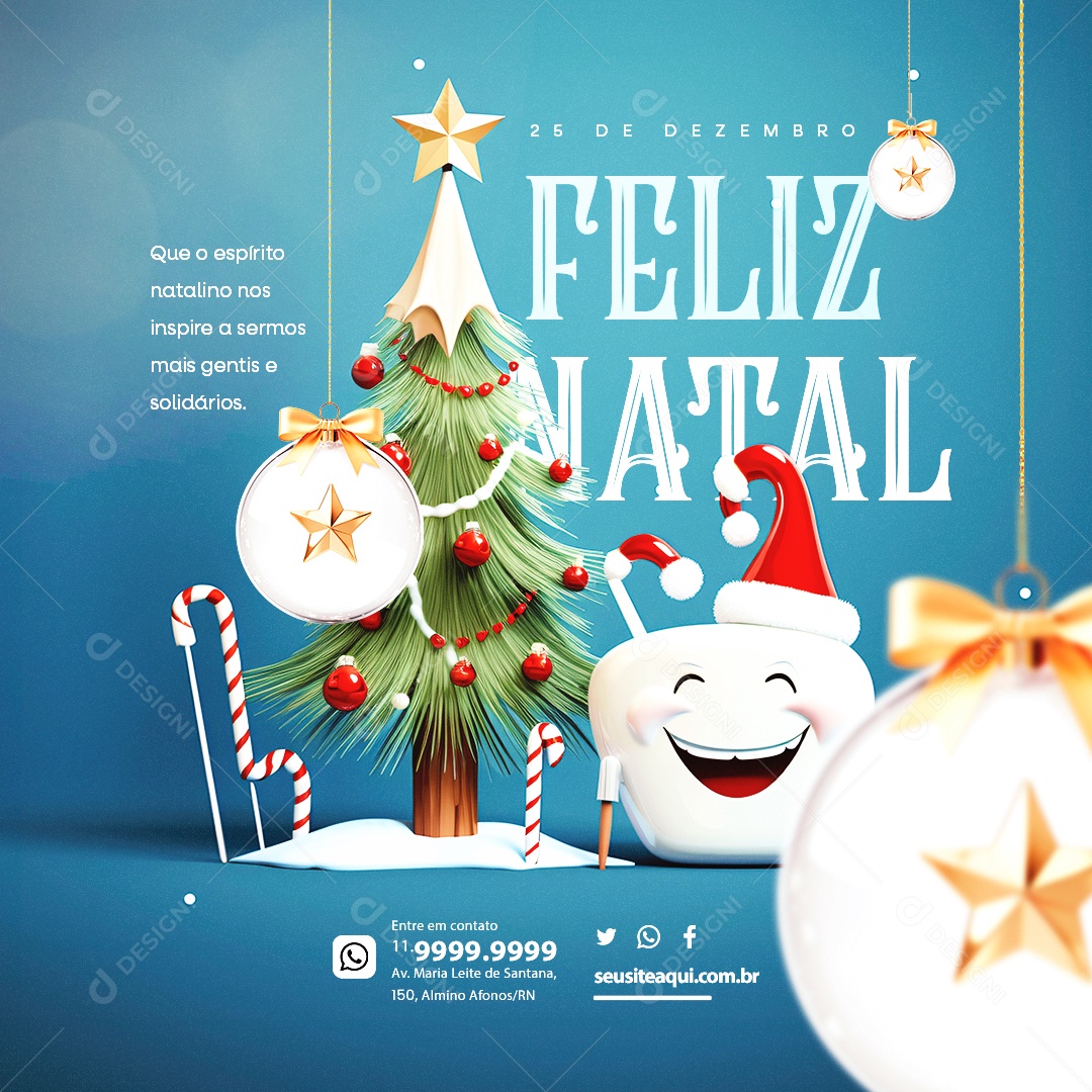 Feliz Natal 25 de Dezembro Dentista Social Media PSD Editável