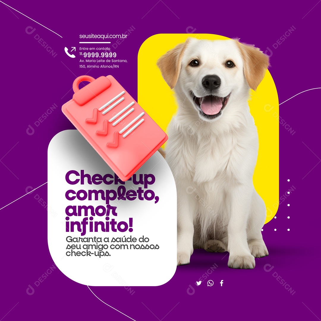 Pet Shop Checkup Completo Amor Infinito Cachorro Social Media PSD Editável