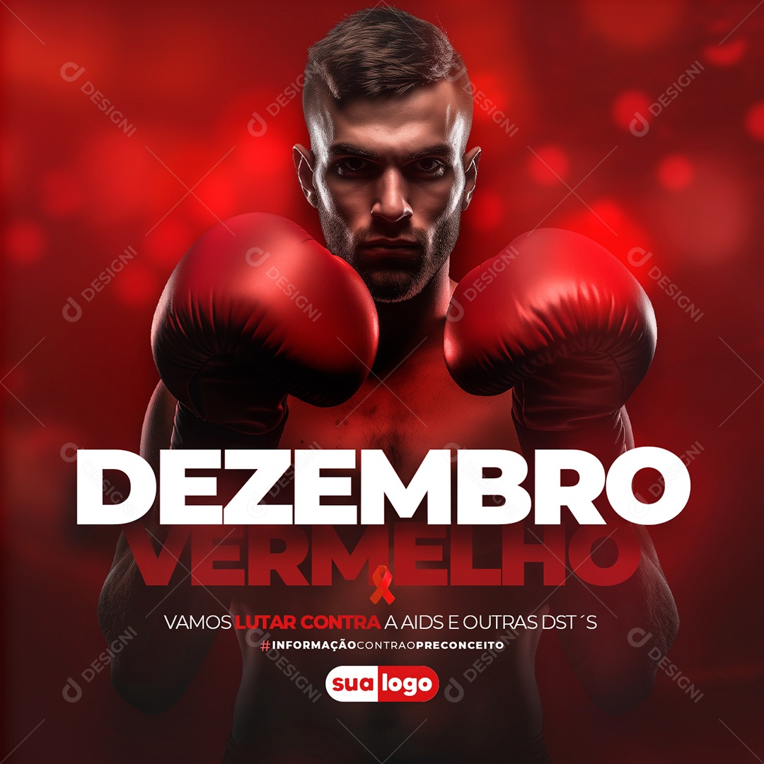 Red December Let's Fight AIDS and Other STDs Editable Social Media PSD