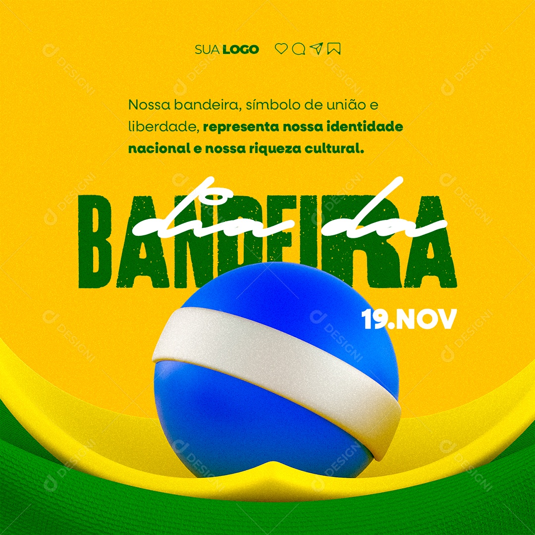 Dia Da Bandeira Brasil 19 de Novembro Social Media PSD Editável