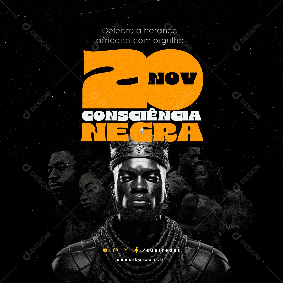 Dia da Consciência Negra 20 de Novembro Social Media PSD Editável