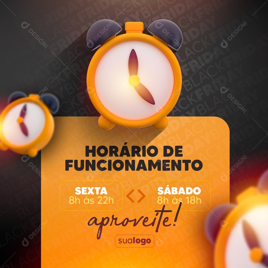 Social Media Horário De Funcionamento Black Friday PSD Editável