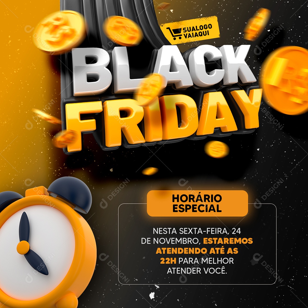 Social Media Horário Especial Black Friday PSD Editável