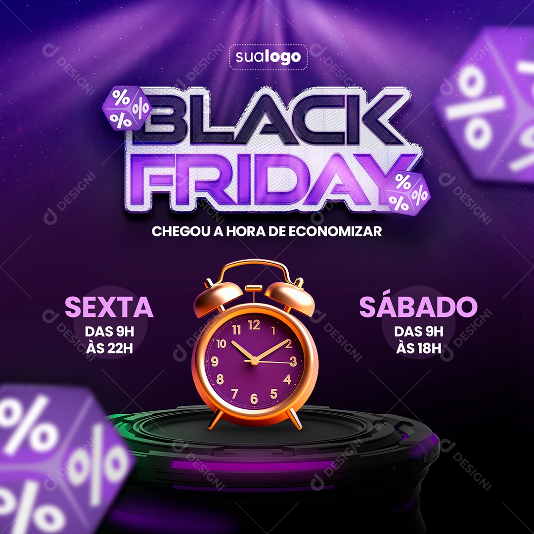 Social Media Chegou a Hora De Economizar Black Friday PSD Editável