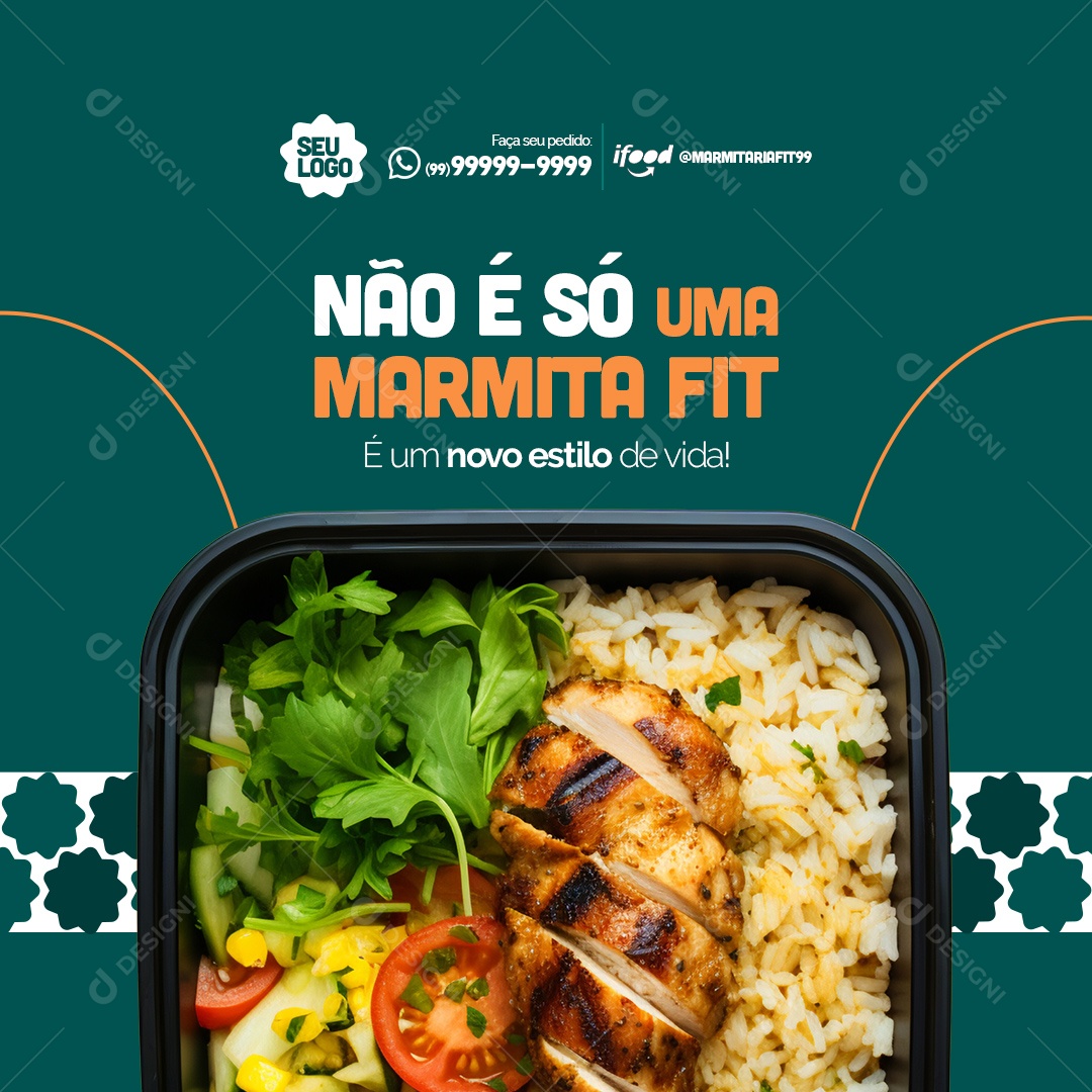 Marmitaria Fit Restaurante Não é só uma Marmita Fit é um Novo Estilo de Vida Social Media PSD Editável