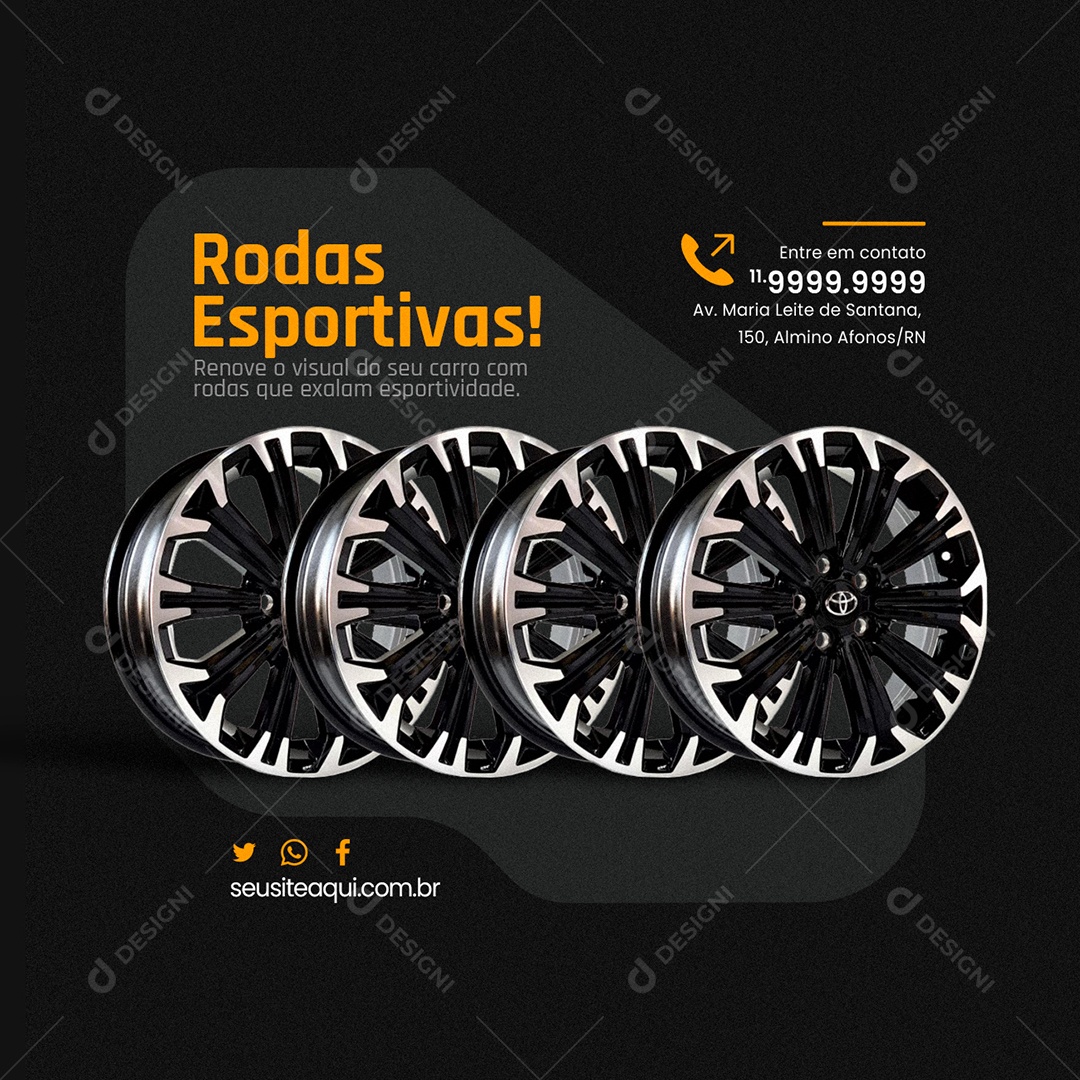 Automotivo Rodas Esportivas Renove o Visual do seu Carro com Rodas que Exalam Esportividade Social Media PSD Editável