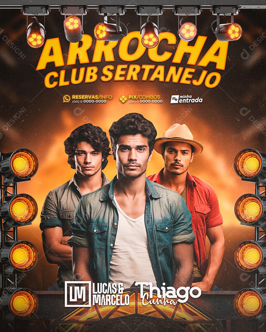 Flyer Arrocha Club Sertanejo Social Media PSD Editável