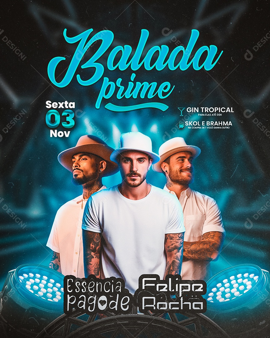 Flyer Balada Prime Essência Pagode Felipe Rocha Social Media PSD Editável